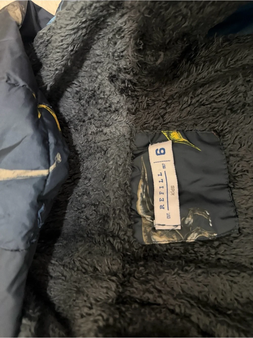 Children's Navy Blue Dinosaur Puffer Jacket with Hood